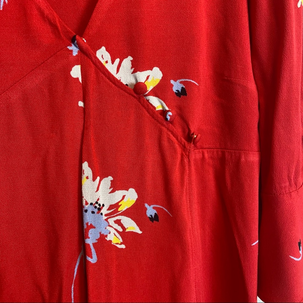 Free People Red V-neck Wrap Dress Size Small - Picture 5 of 9
